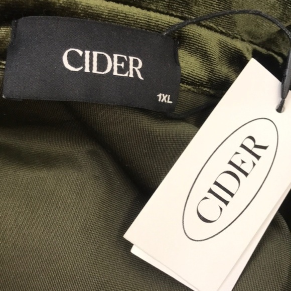 NWT Cider green button down Velvet Ruched Top size 1X - Picture 5 of 5
